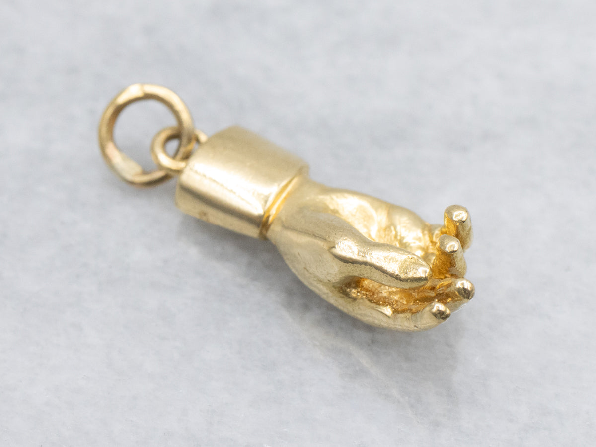 Antwerp Hand Yellow Gold Charm Pendant