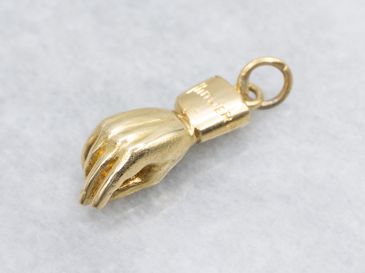Antwerp Hand Yellow Gold Charm Pendant