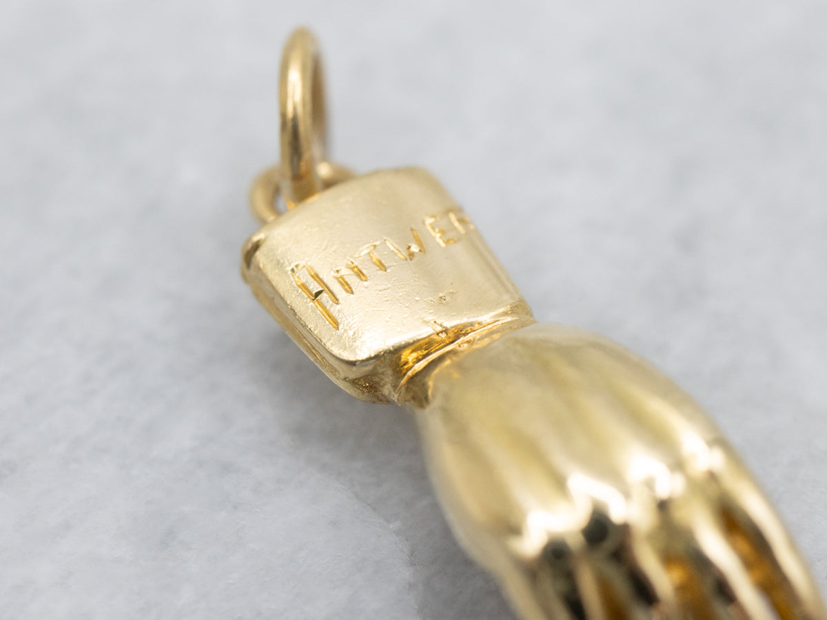 Antwerp Hand Yellow Gold Charm Pendant