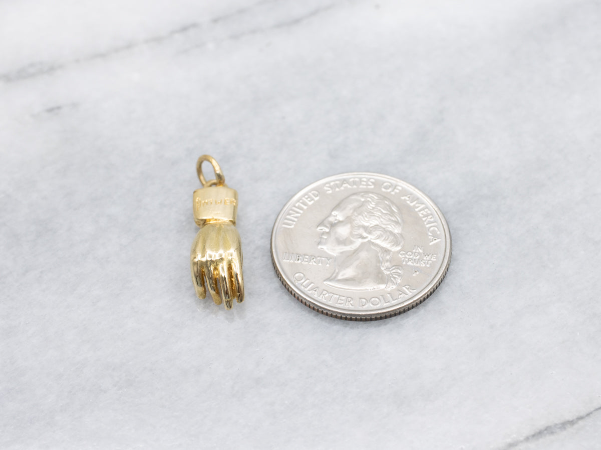 Antwerp Hand Yellow Gold Charm Pendant