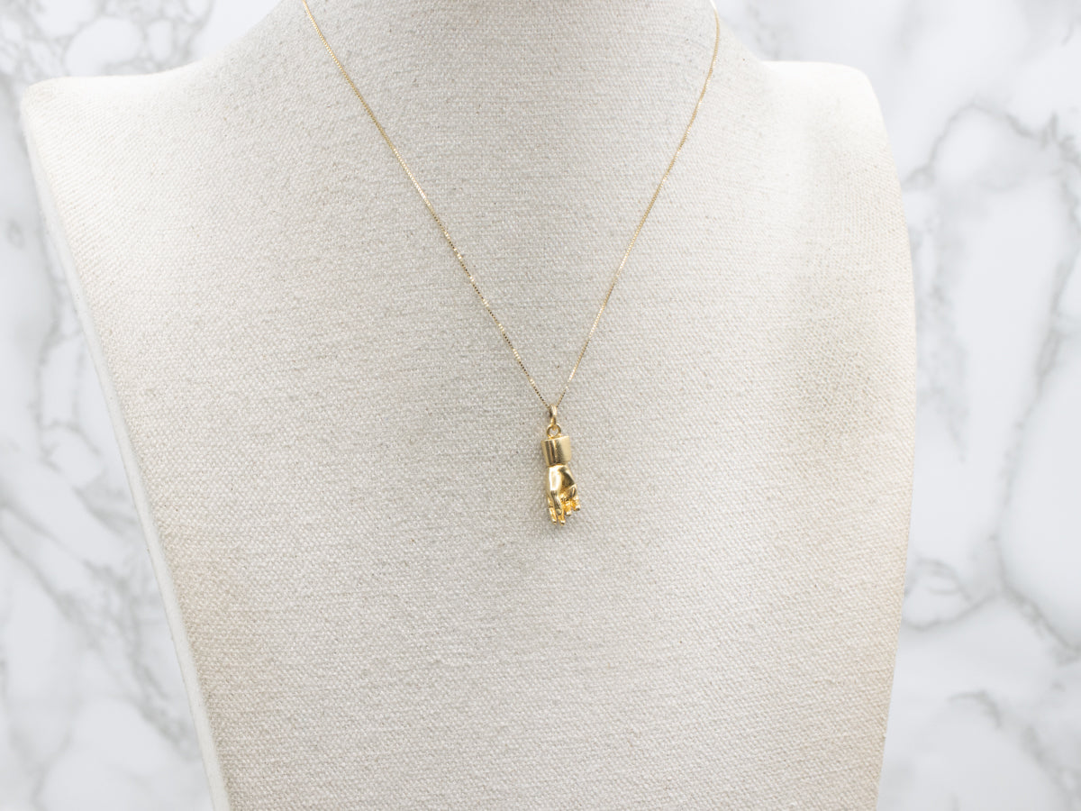Antwerp Hand Yellow Gold Charm Pendant