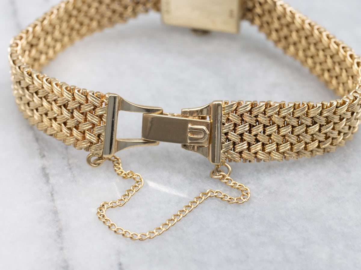 Universal Geneve Yellow Gold Ladies Wrist Watch with Safety Chain