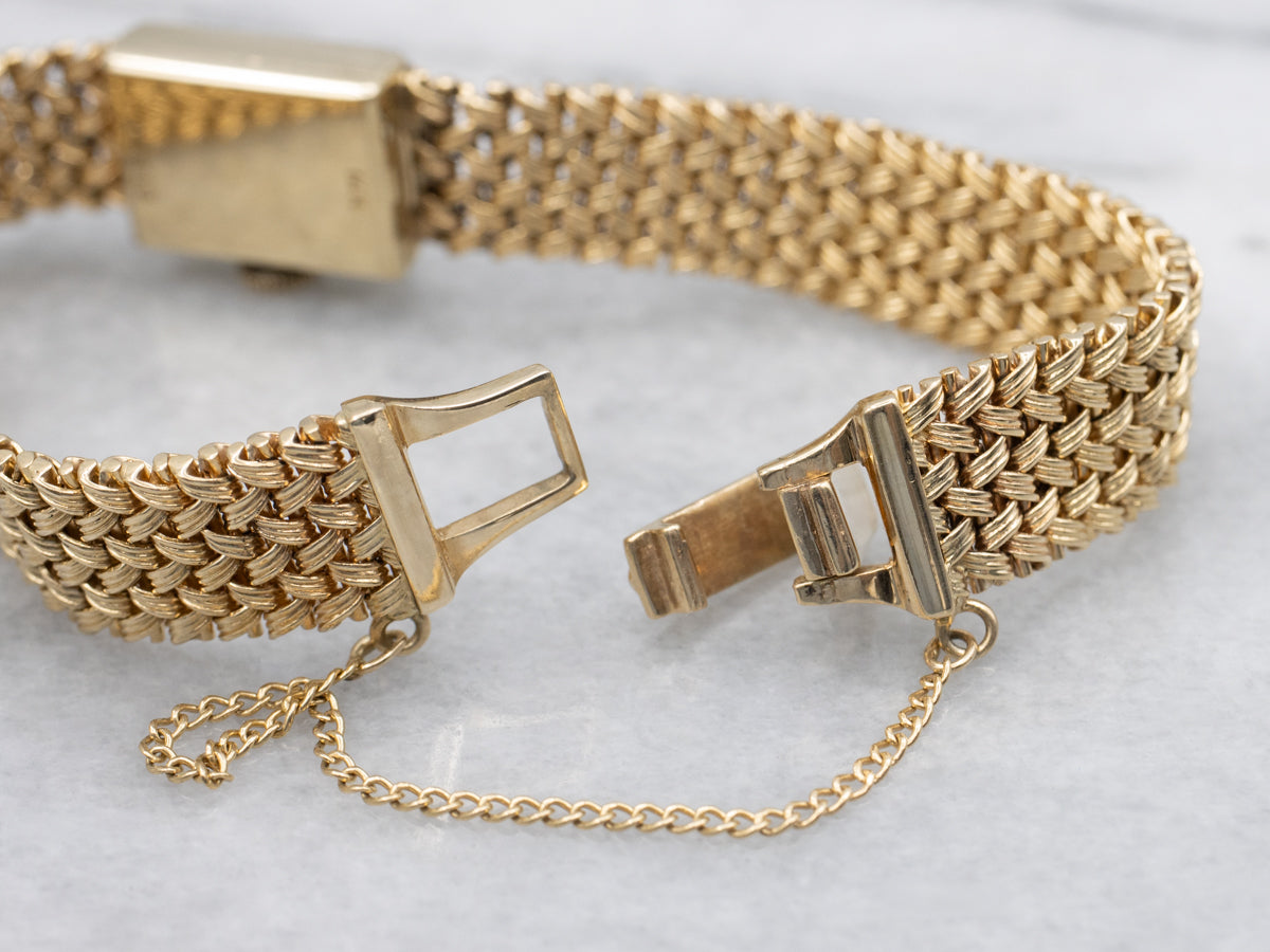 Universal Geneve Yellow Gold Ladies Wrist Watch with Safety Chain