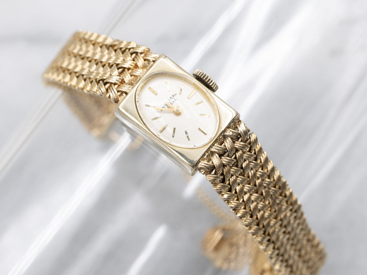 Universal Geneve Yellow Gold Ladies Wrist Watch with Safety Chain