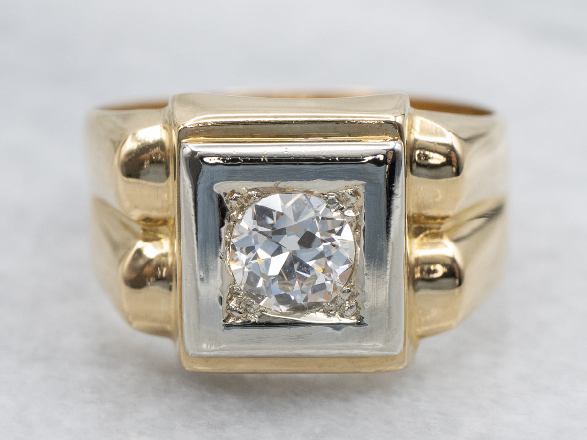 Vintage European Cut Diamond Solitaire Ring