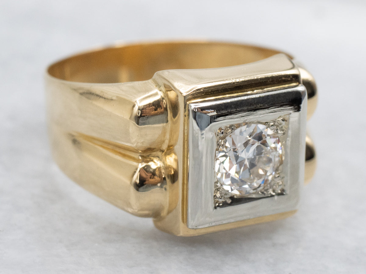 Vintage European Cut Diamond Solitaire Ring