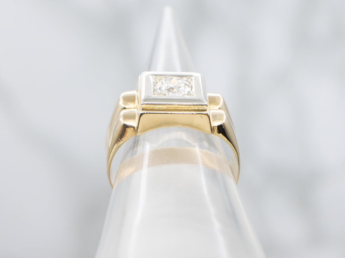 Vintage European Cut Diamond Solitaire Ring