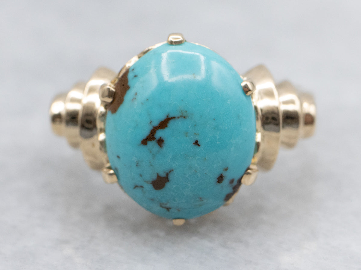 Vintage Gold and Turquoise Sweetheart Ring