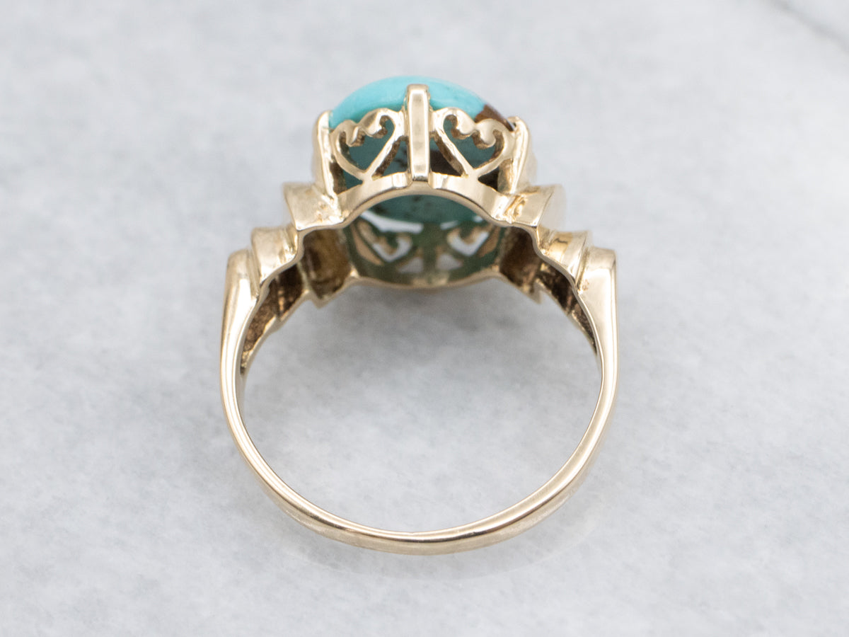 Vintage Gold and Turquoise Sweetheart Ring
