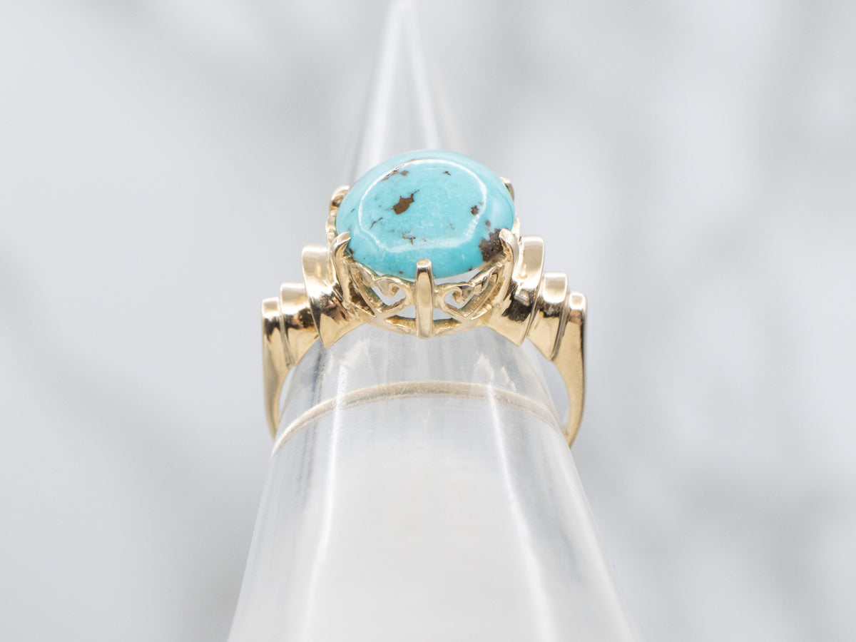 Vintage Gold and Turquoise Sweetheart Ring