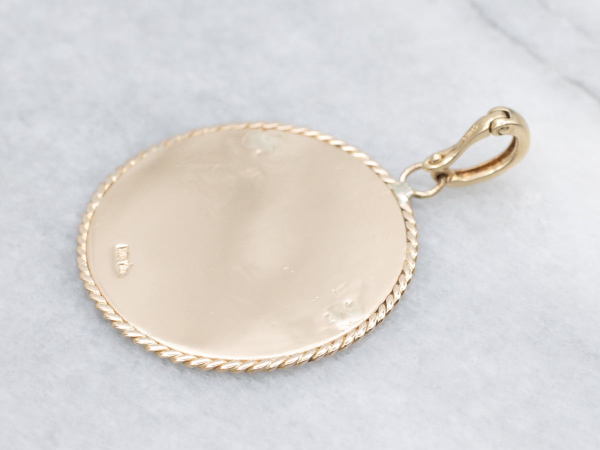 Engraved Initial "B" Yellow Gold Disc Pendant