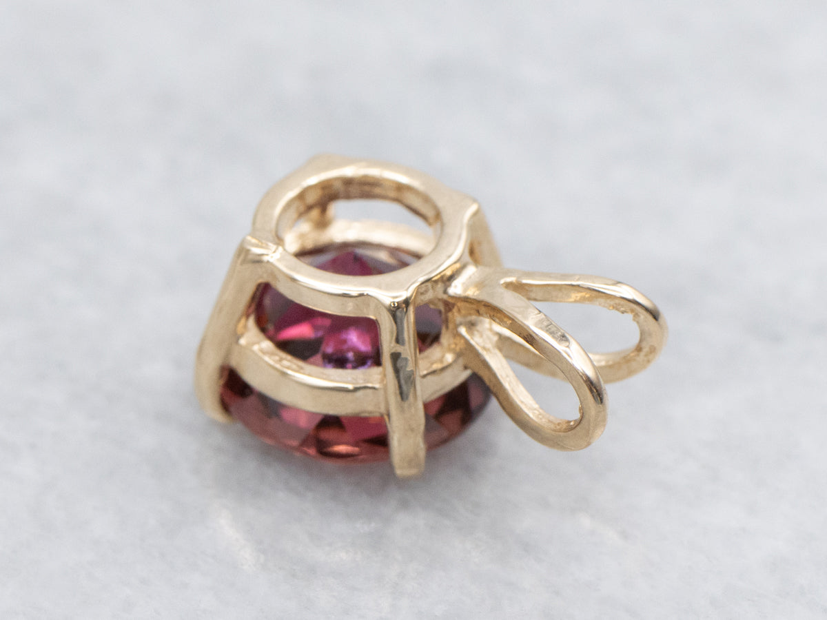 Bright Pink Tourmaline and Gold Pendant