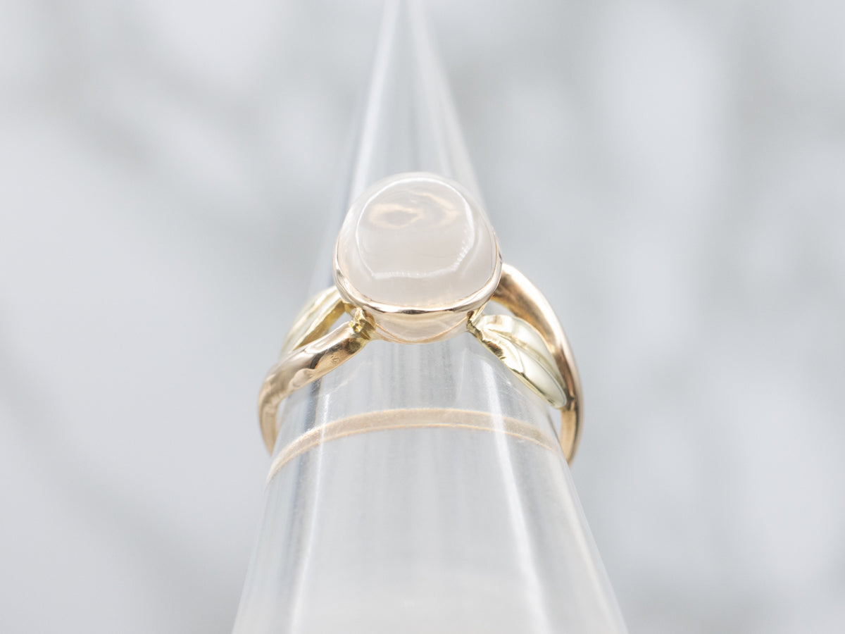 Moonstone Botanical Modern Yellow Gold Ring