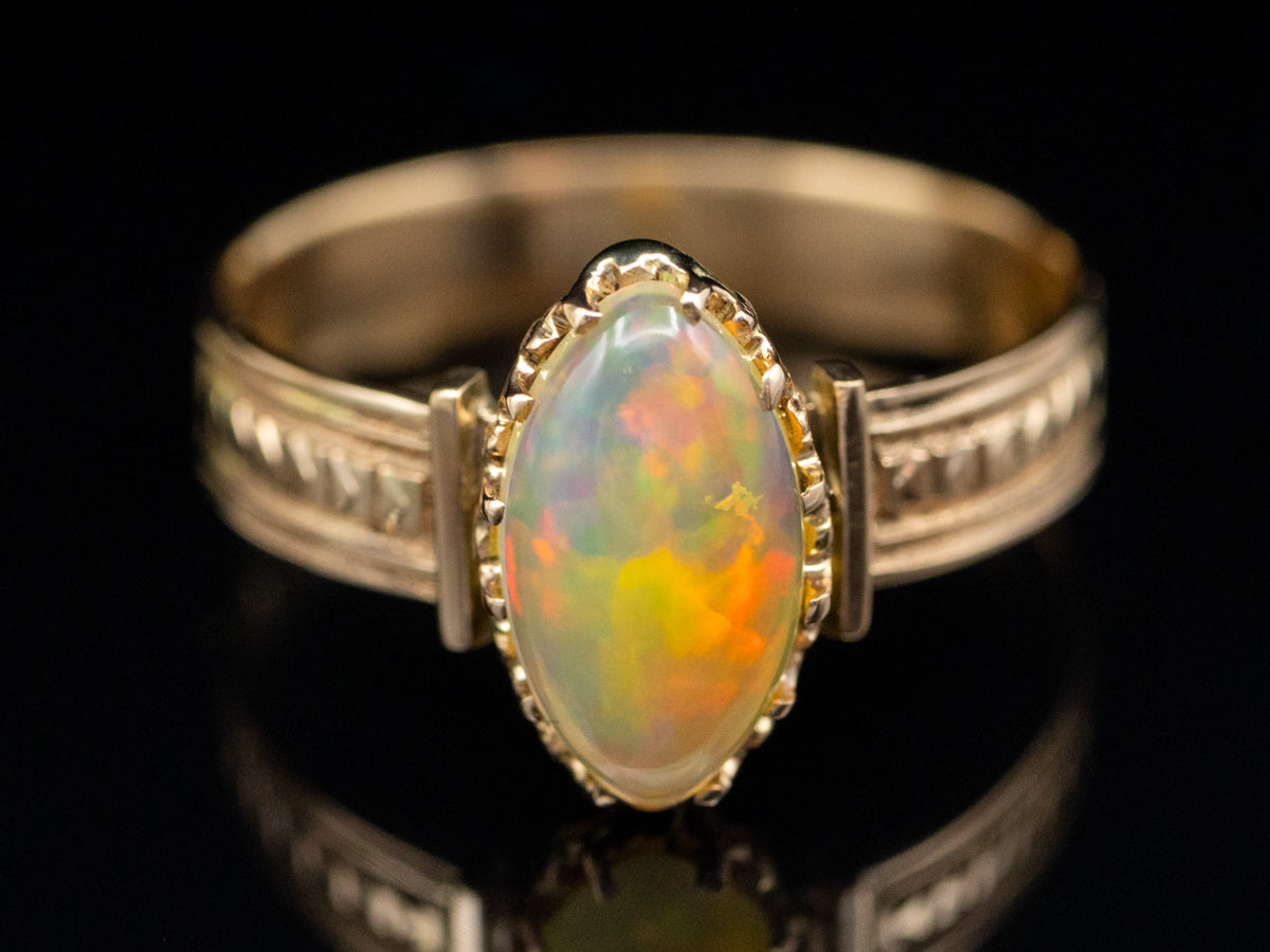 Victorian Era Marquise-Cut Opal Solitaire Ring