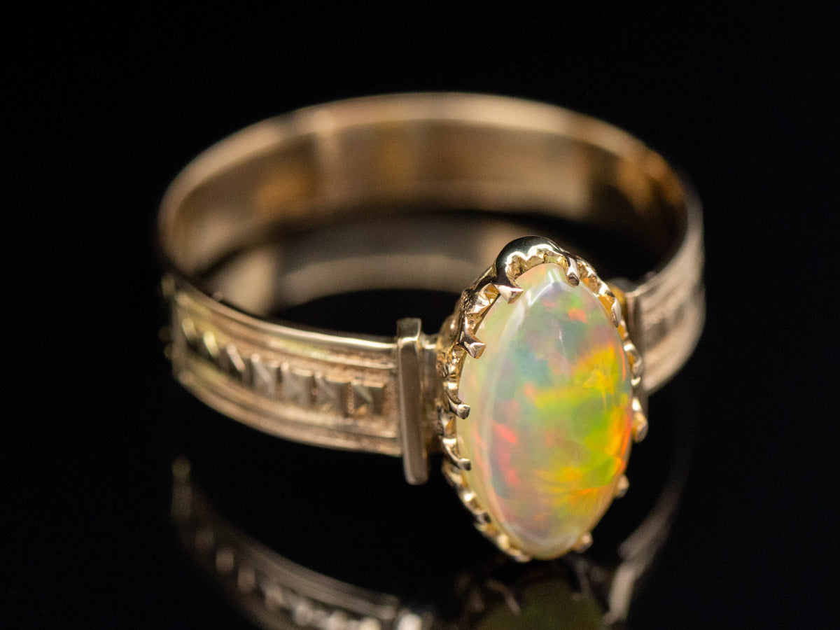 Victorian Era Marquise-Cut Opal Solitaire Ring