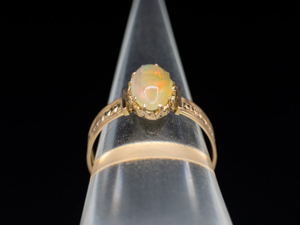 Victorian Era Marquise-Cut Opal Solitaire Ring
