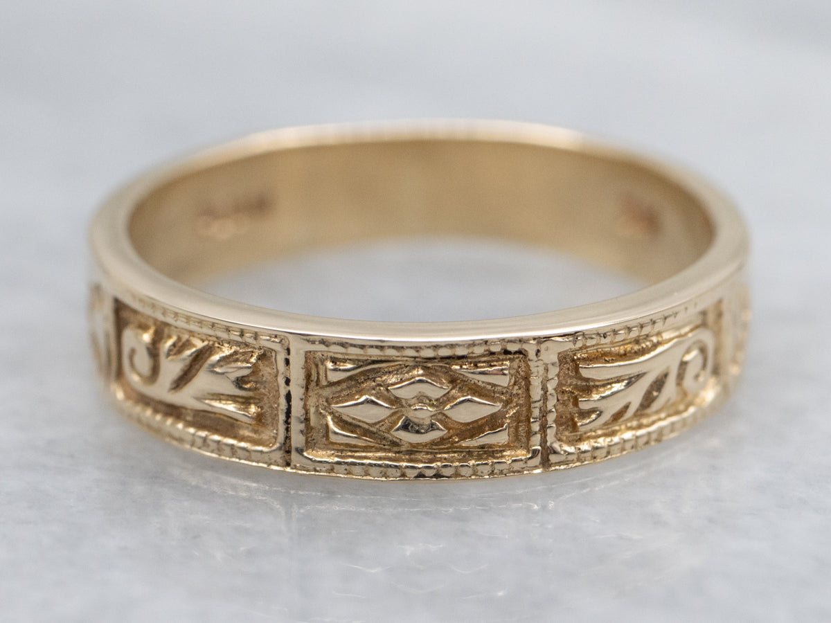 Vintage Gold Botanical Patterned Band