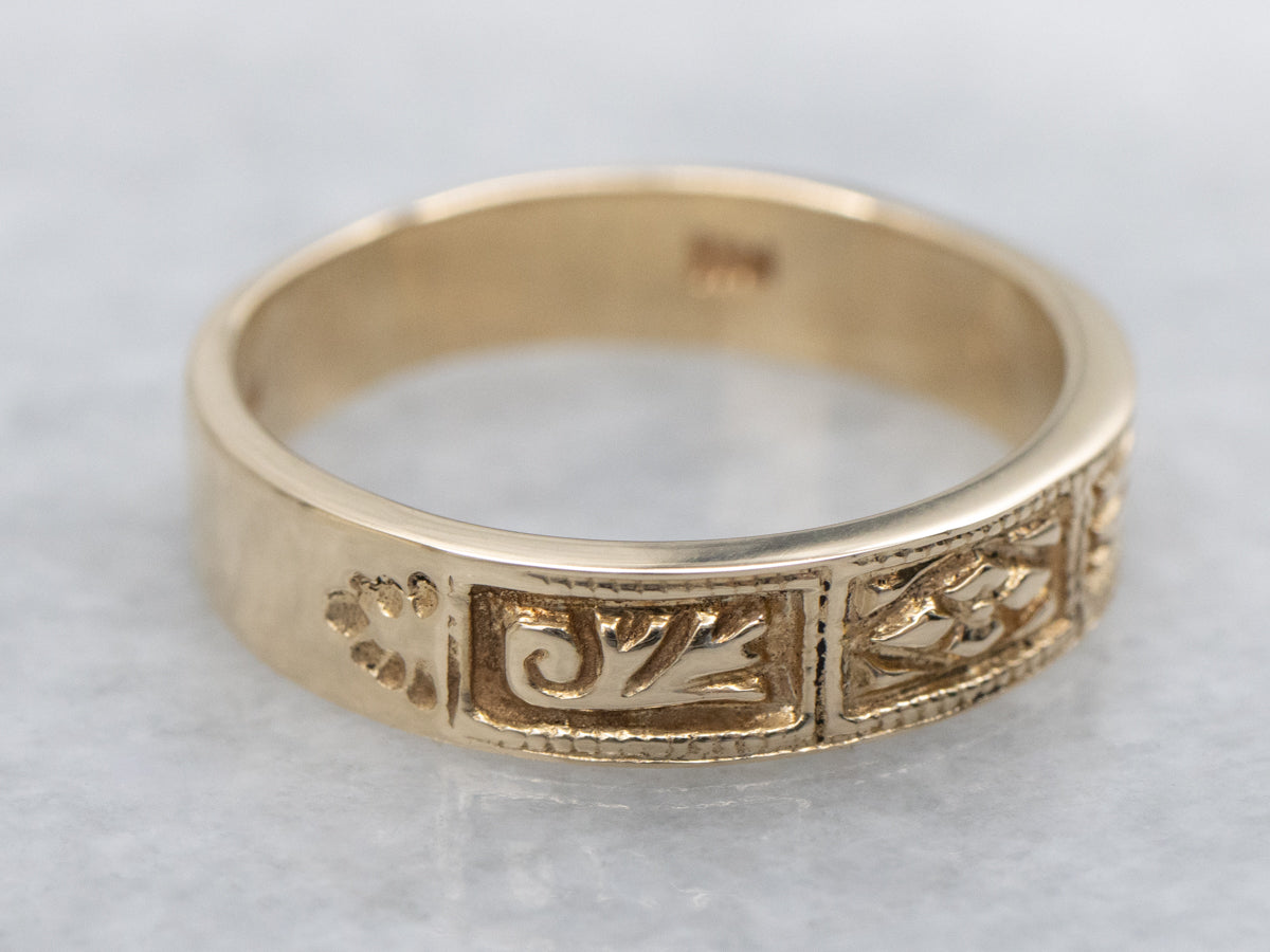 Vintage Gold Botanical Patterned Band