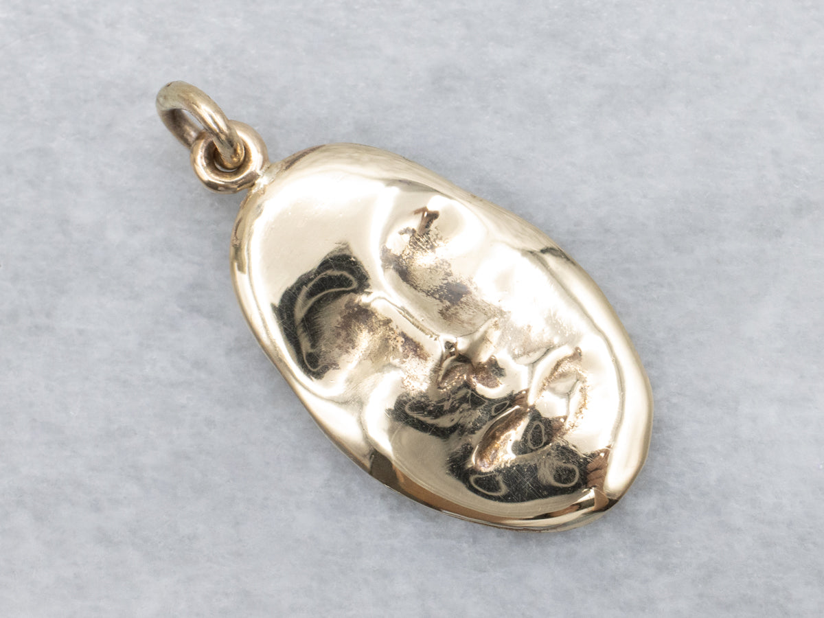 Yellow Gold Face Pendant