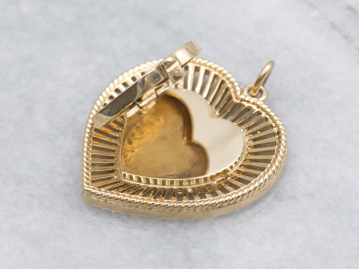 Vintage Polished Gold Heart-Shaped Locket