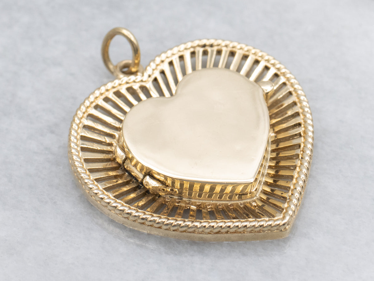 Vintage Polished Gold Heart-Shaped Locket