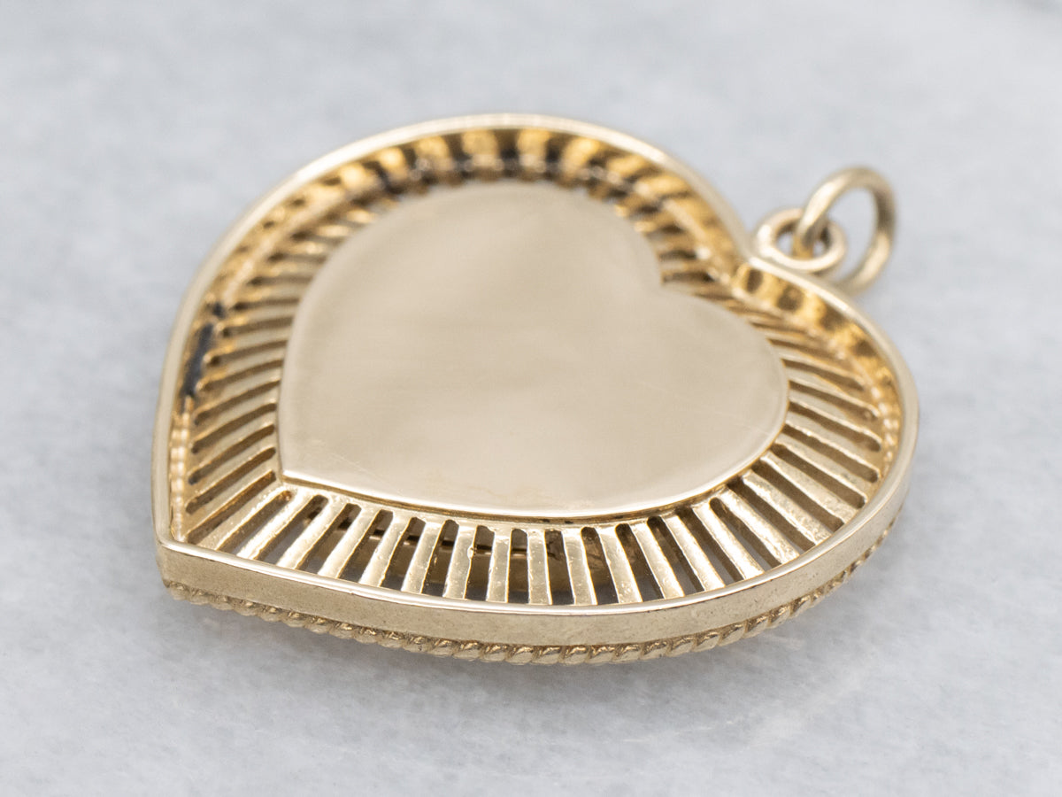 Vintage Polished Gold Heart-Shaped Locket