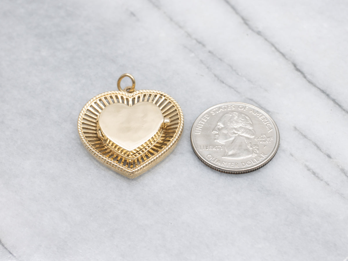 Vintage Polished Gold Heart-Shaped Locket