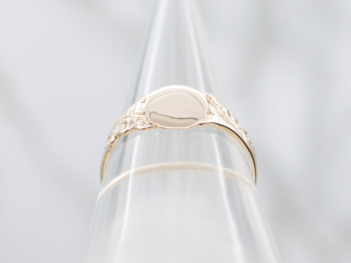 Victorian Rose Gold Scrolling Signet Ring