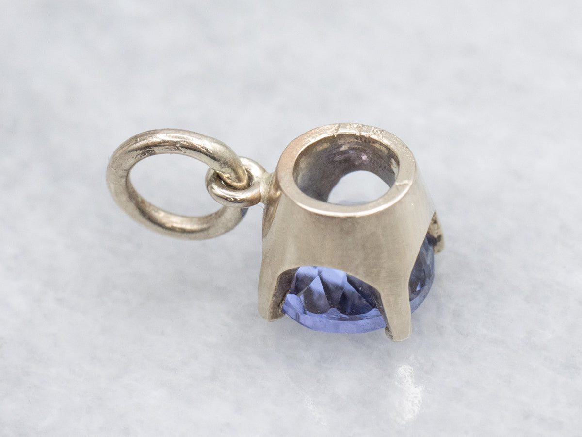 Round-Cut Tanzanite Solitaire Pendant in White Gold