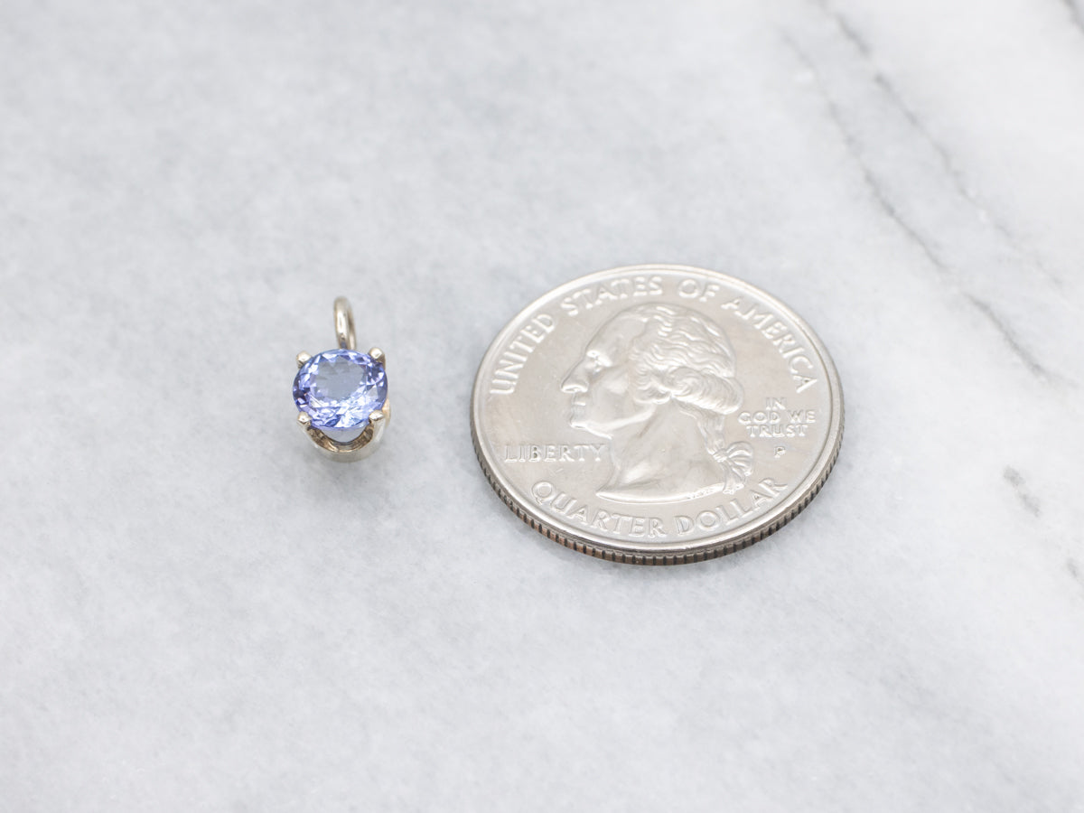 Round-Cut Tanzanite Solitaire Pendant in White Gold