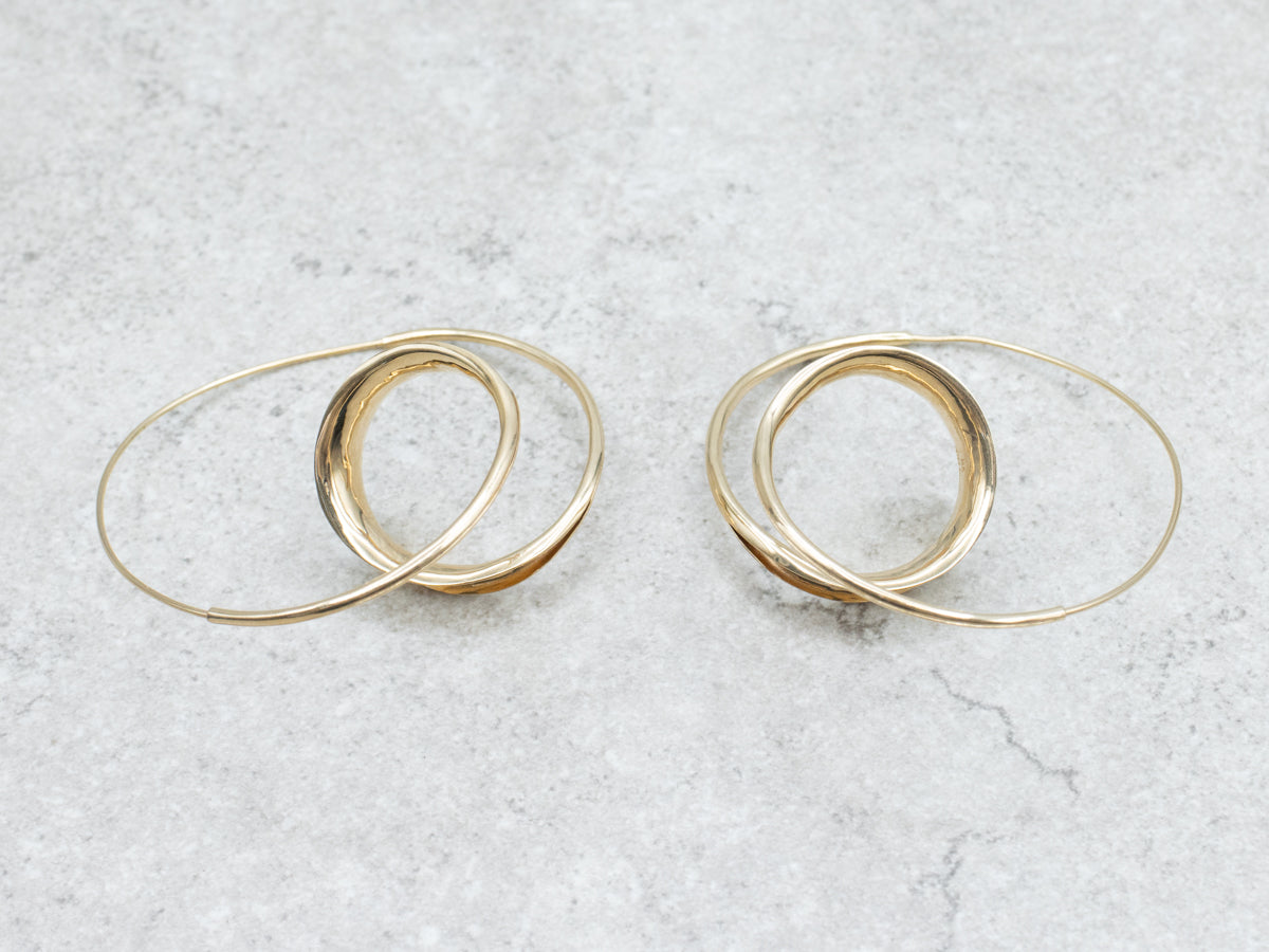 Designer Peter Small Swirl Yellow Gold Hoop Earrings