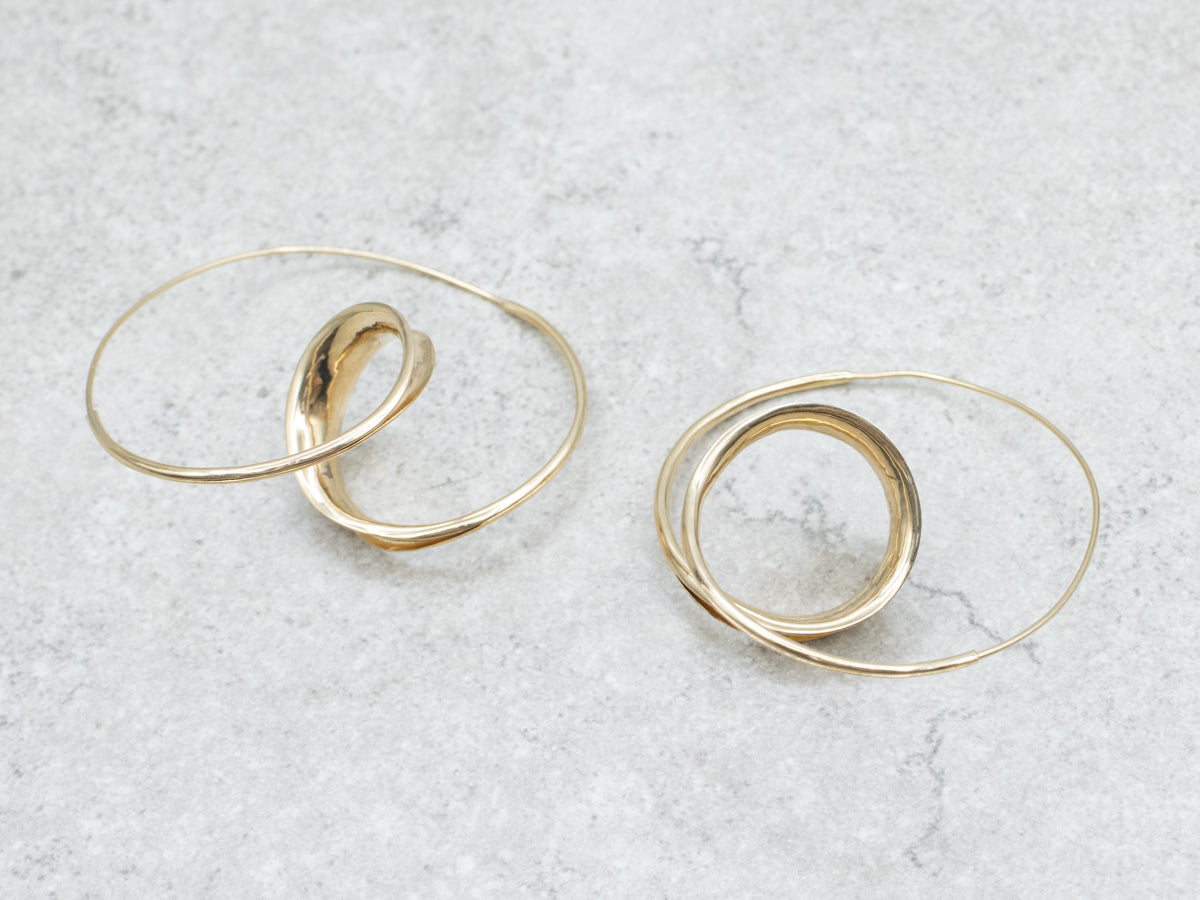 Designer Peter Small Swirl Yellow Gold Hoop Earrings