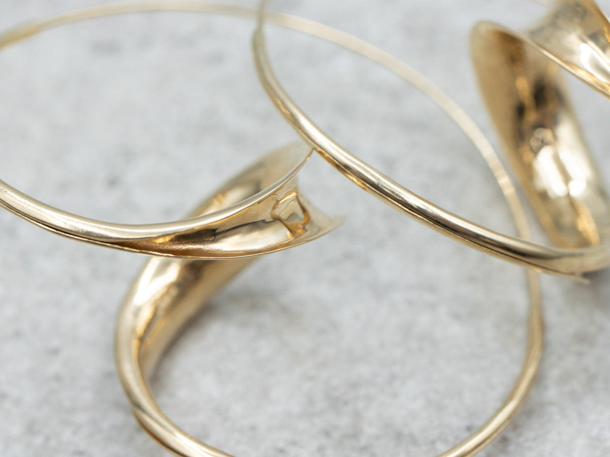 Designer Peter Small Swirl Yellow Gold Hoop Earrings