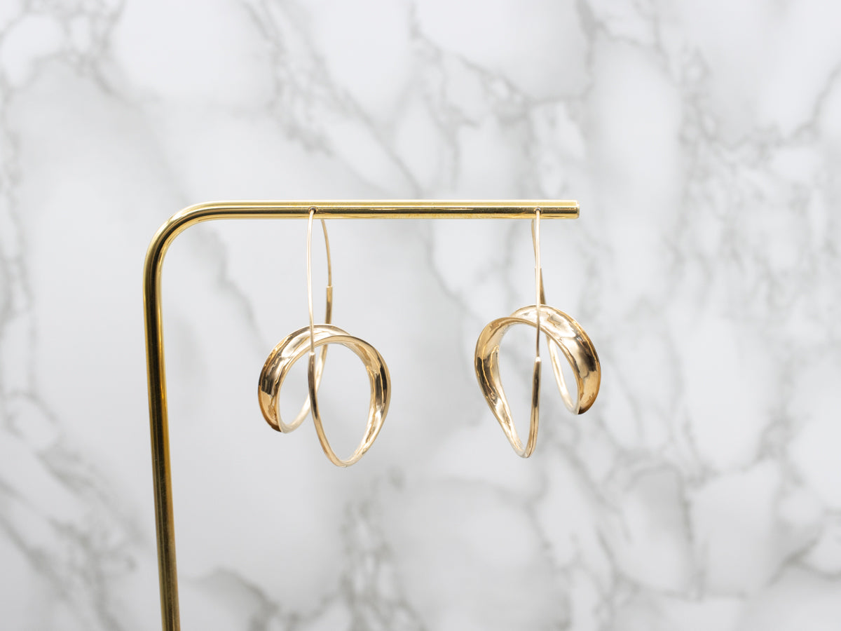 Designer Peter Small Swirl Yellow Gold Hoop Earrings