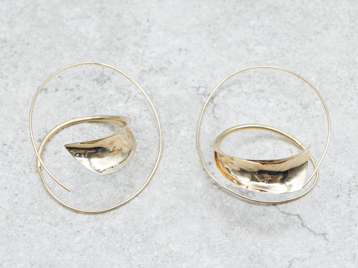 Designer Peter Small Swirl Yellow Gold Hoop Earrings