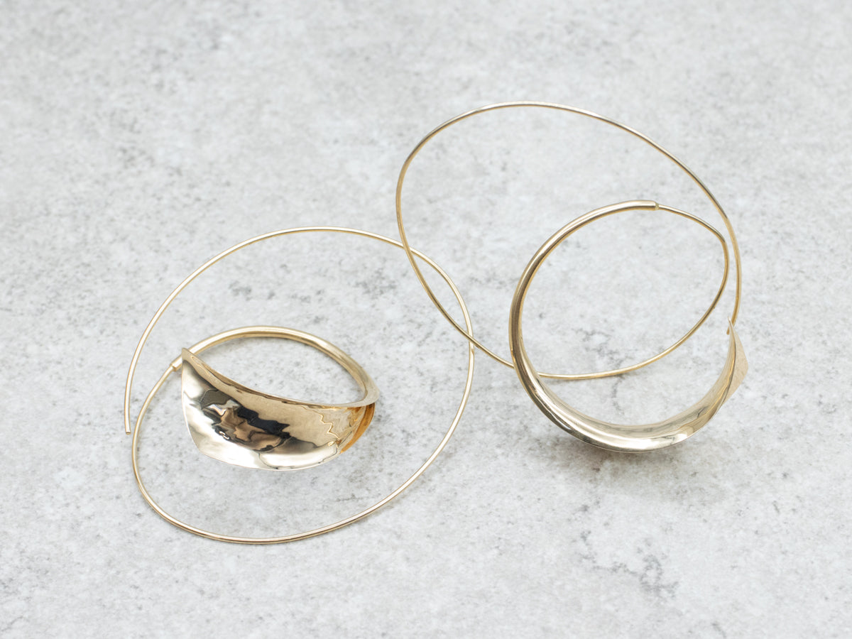 Designer Peter Small Swirl Yellow Gold Hoop Earrings