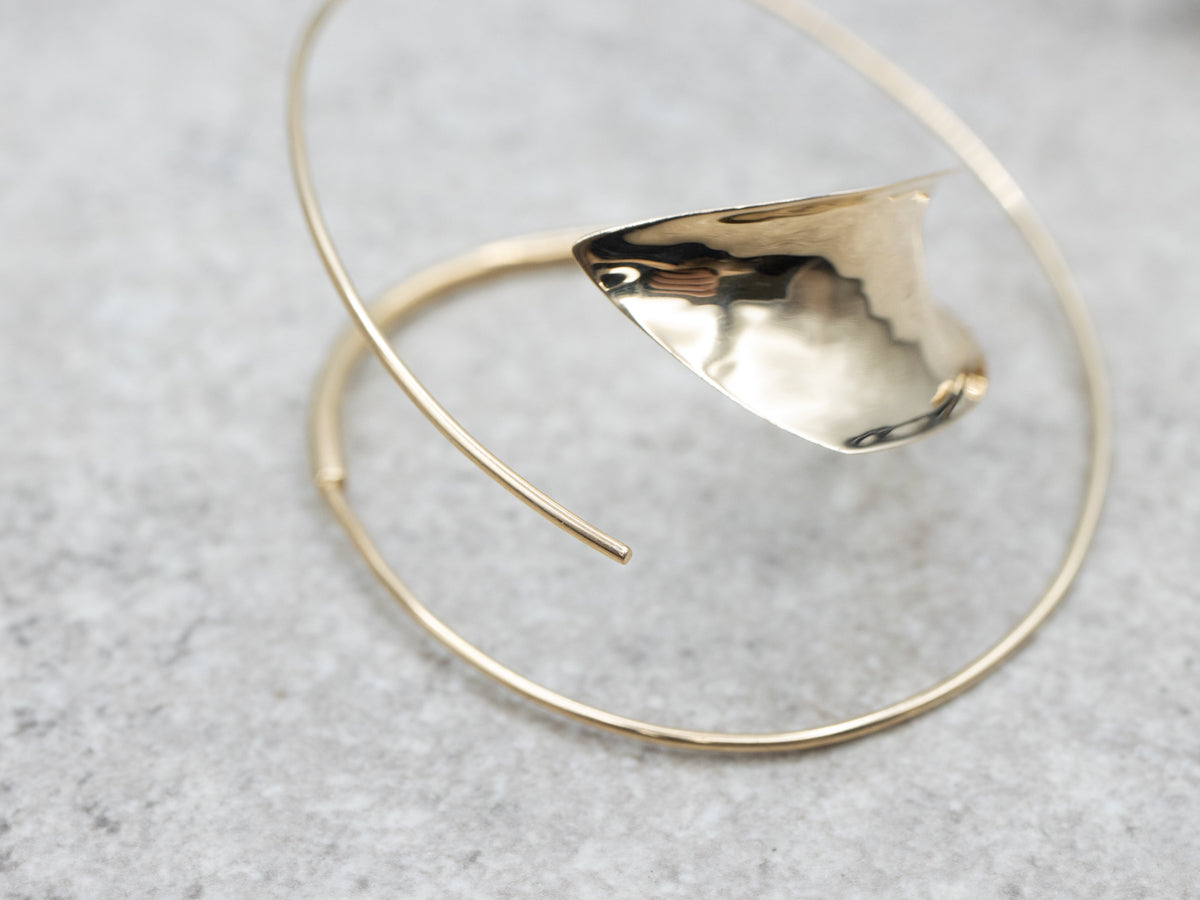 Designer Peter Small Swirl Yellow Gold Hoop Earrings