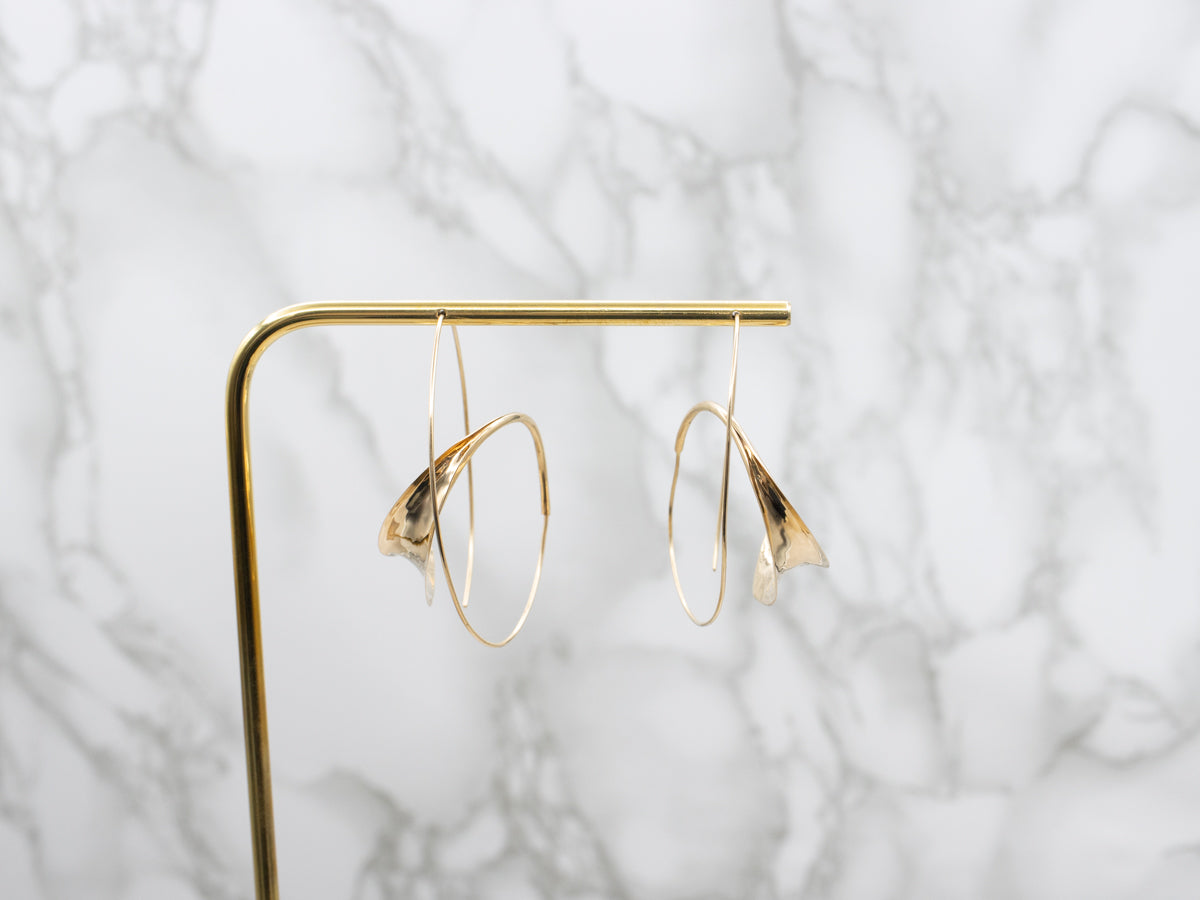 Designer Peter Small Swirl Yellow Gold Hoop Earrings