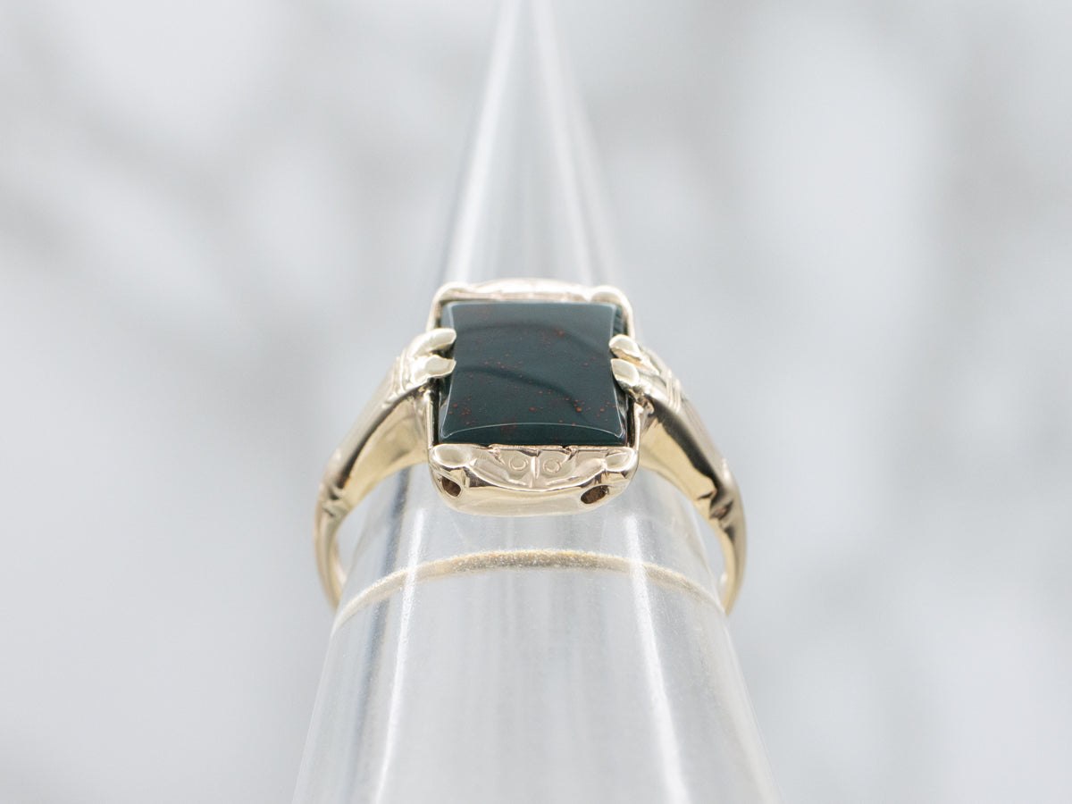 Victorian Revival Bloodstone and Gold Ladies Ring