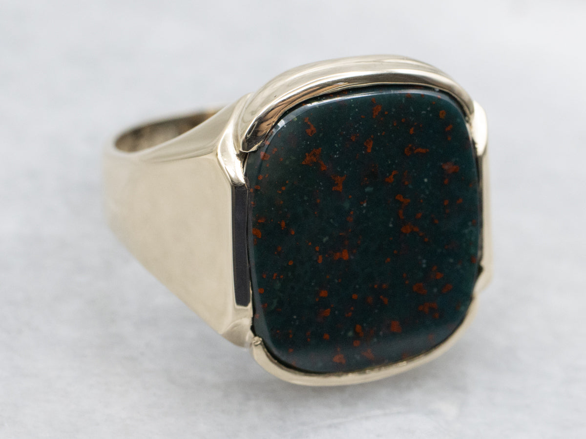 Men's Handsome Bloodstone and Gold Ring