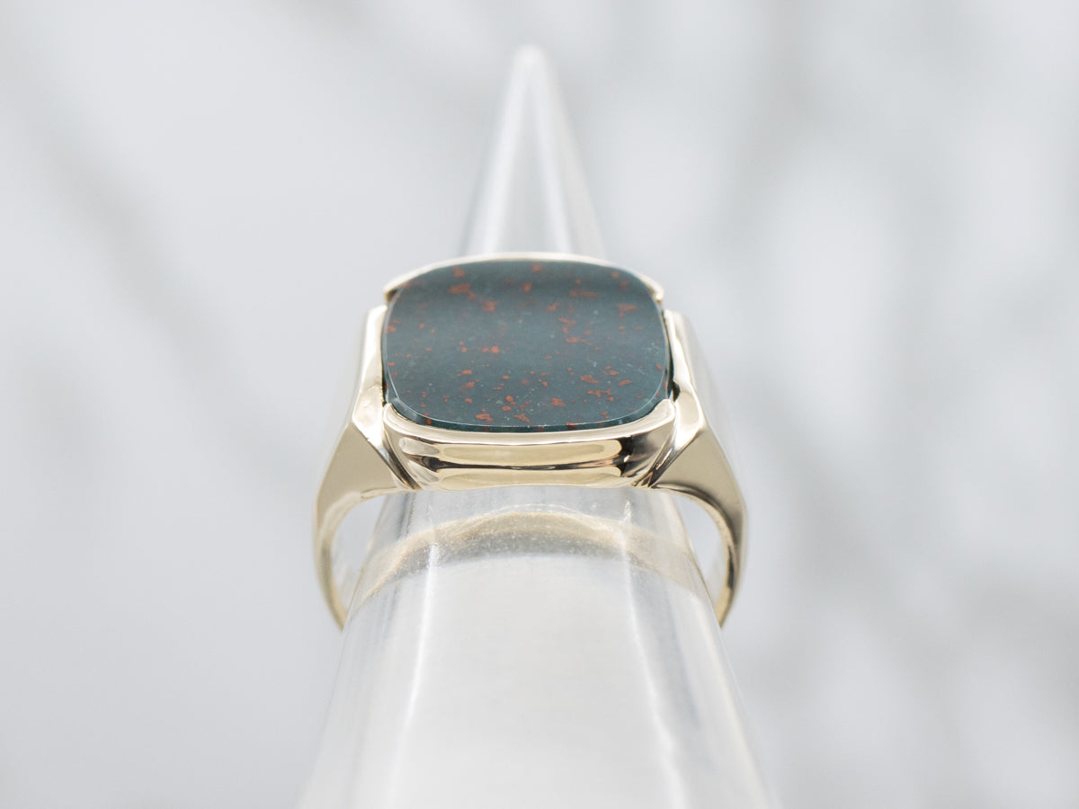 Men's Handsome Bloodstone and Gold Ring
