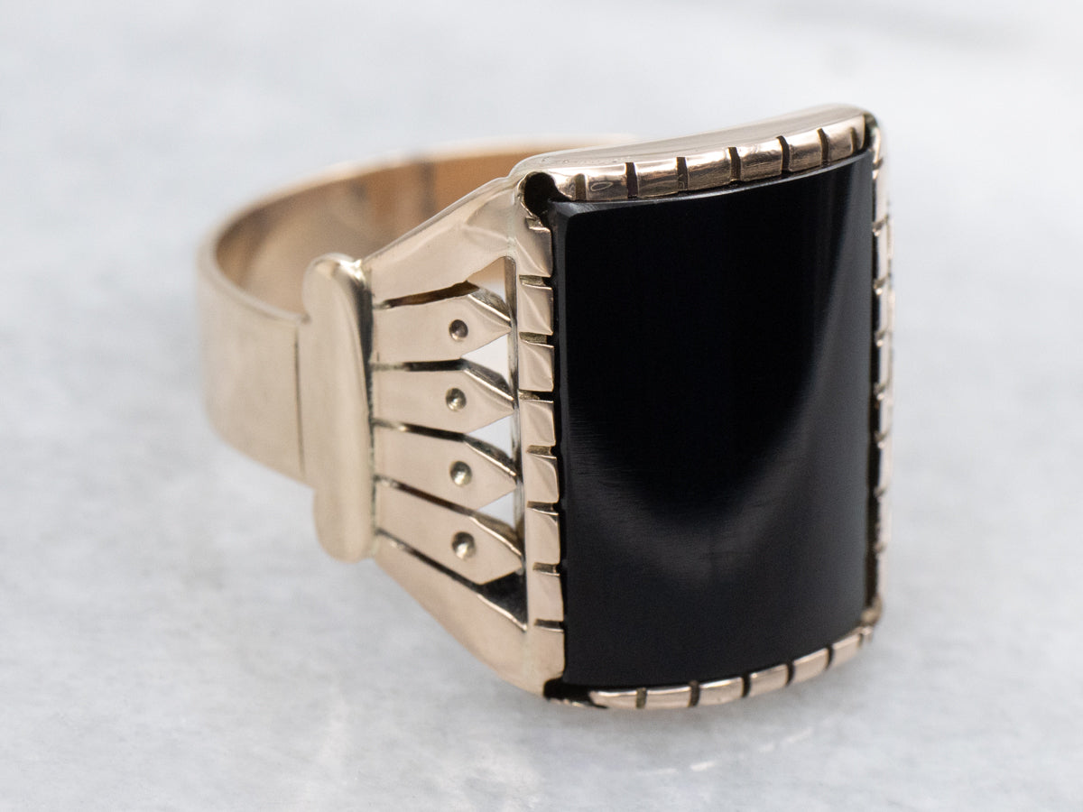 Victorian Onyx Antique Rose Gold Men&#39;s Ring
