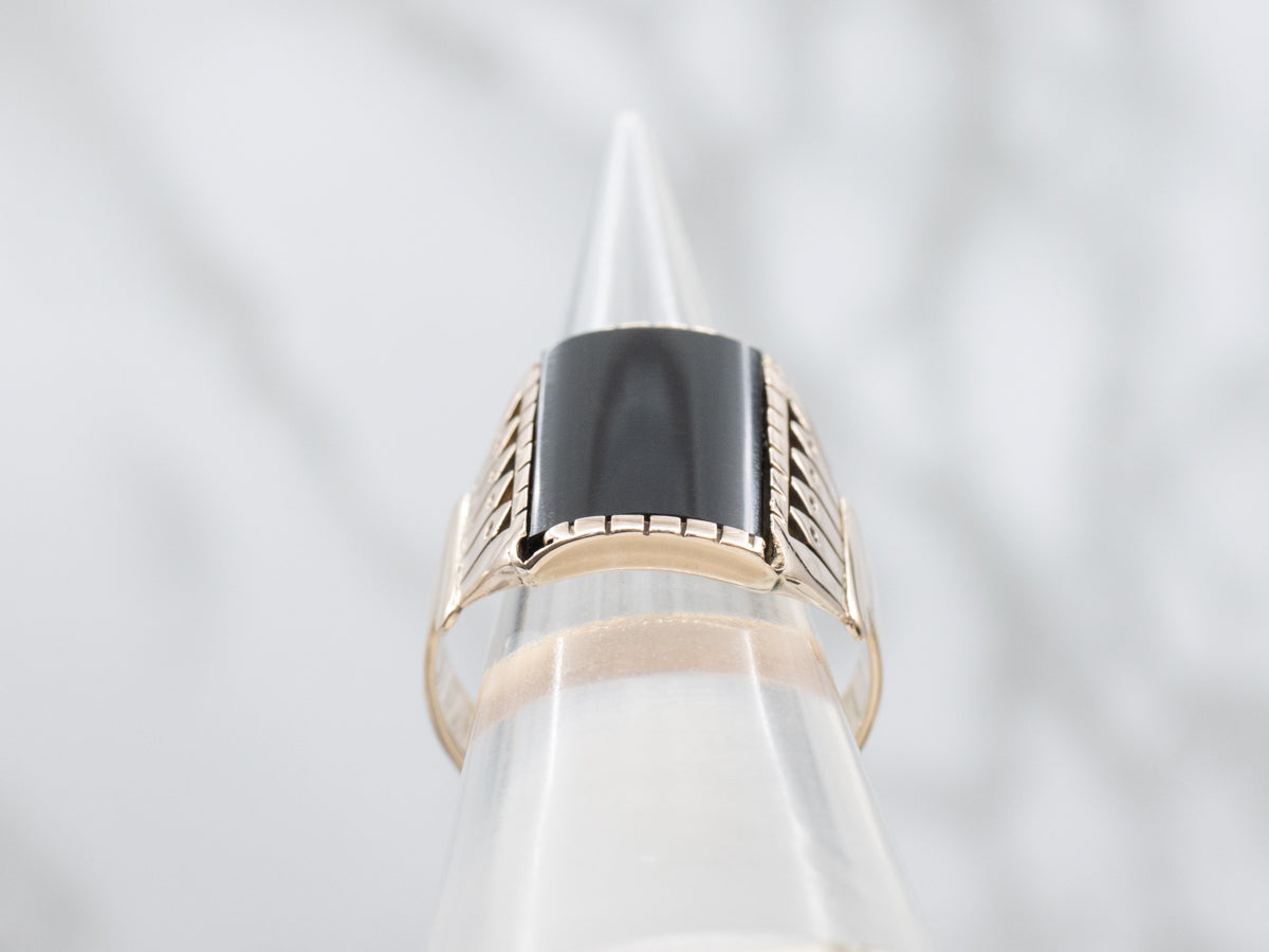 Victorian Onyx Antique Rose Gold Men's Ring