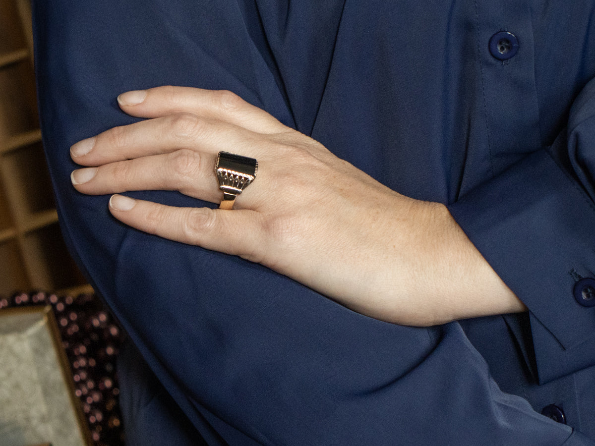 Victorian Onyx Antique Rose Gold Men's Ring