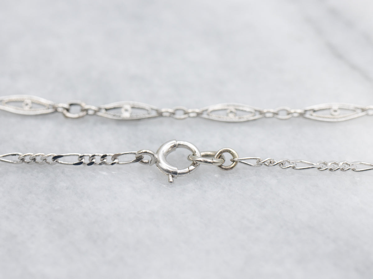 Vintage White Gold Marquise-Link Chain