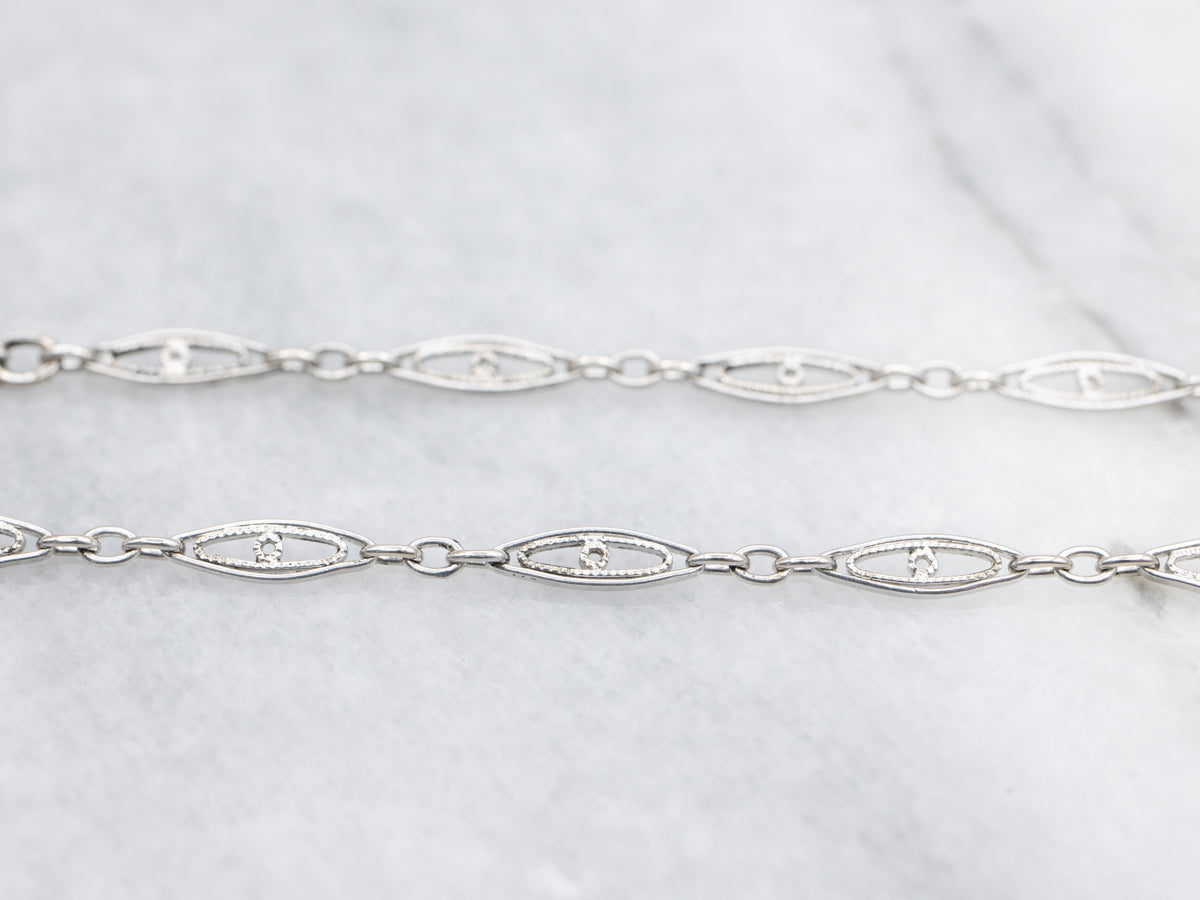 Vintage White Gold Marquise-Link Chain