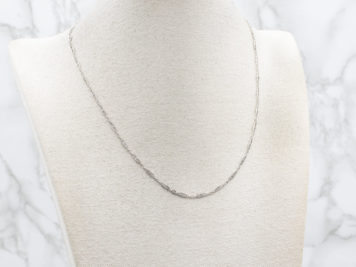 Vintage White Gold Marquise-Link Chain