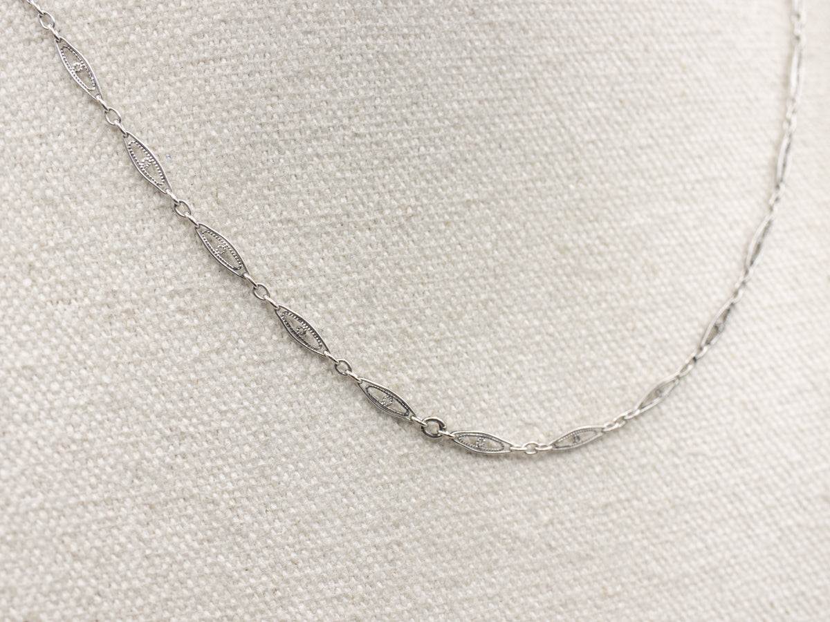 Vintage White Gold Marquise-Link Chain