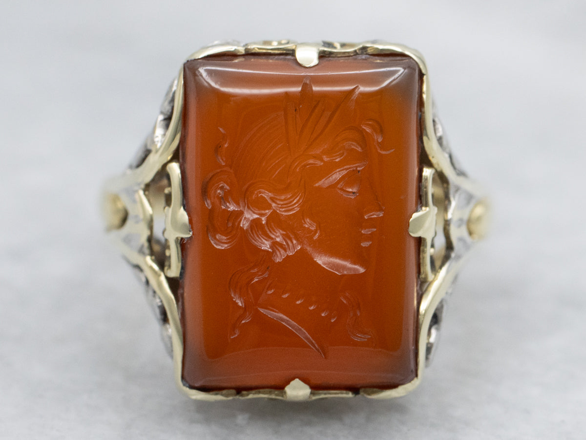Art Nouveau Era Carnelian Intaglio Ring