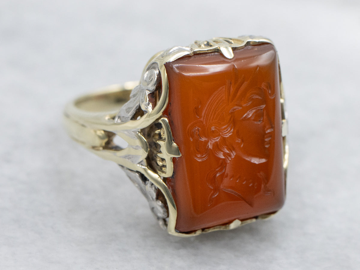Art Nouveau Era Carnelian Intaglio Ring